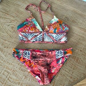 Maaji Coral Palm Print Bikini Sz Medium